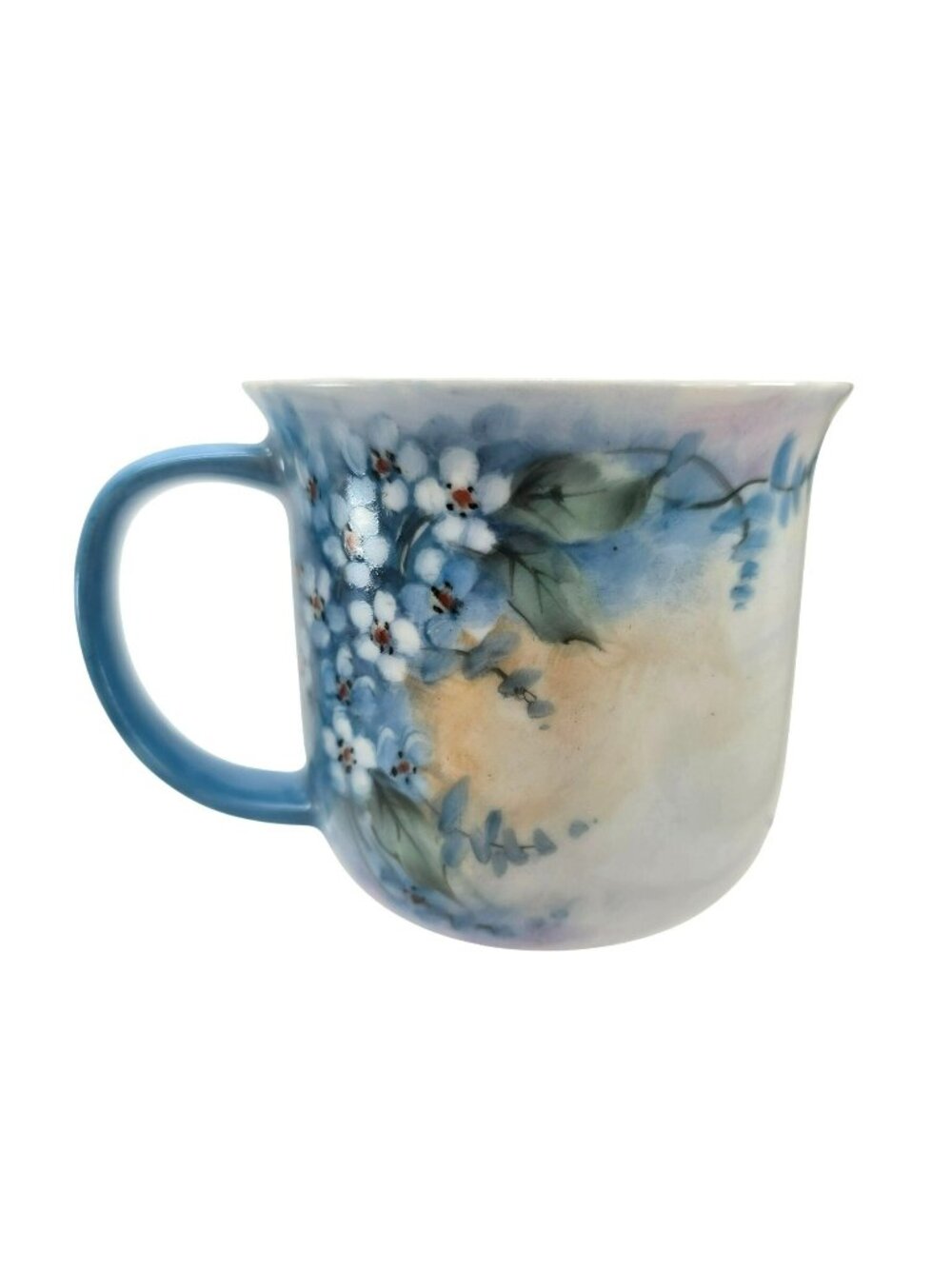 Blue Floral Mug Hand-Painted Porcelain Design & Signed by L. Gould jj3709